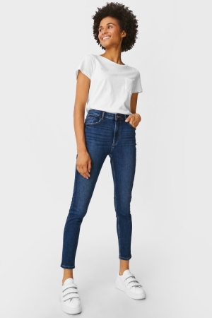 Jean C&A Mince High Taille Recycled Femme Bleu | ZS4571689