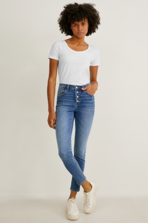 Jean C&A Mince Mid-rise Taille Jog Denim Femme Bleu | RW9365704