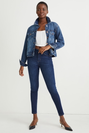 Jean C&A Mince Mid-rise Taille Lycra® Femme Bleu | XY7605412