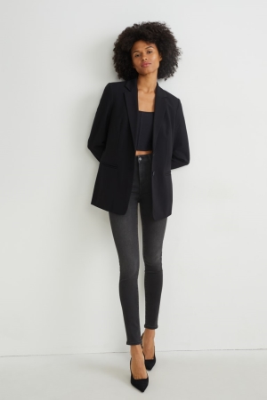 Jean C&A Mince Mid-rise Taille Thermal Lycra® Femme Bleu Grise Foncé | SE1574263