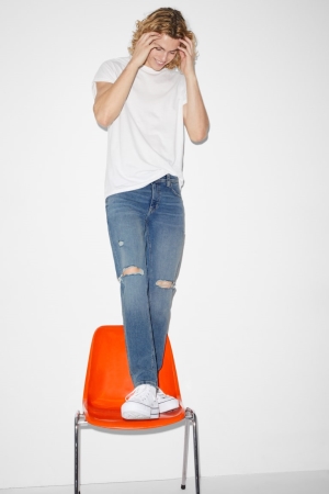 Jean C&A Mince With Recycled Coton Homme Bleu Bleu Clair | YB4705138