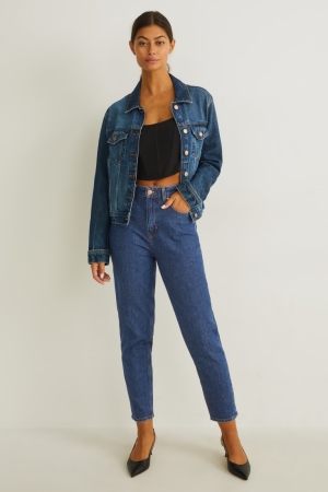 Jean C&A Mom High Taille Lycra® Recycled Femme Bleu | JU6329708