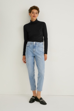 Jean C&A Mom High Taille Lycra® Recycled Femme Bleu Bleu Clair | NG0476591