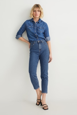 Jean C&A Mom High Taille Lycra® With Recycled Coton Femme Bleu | SP1968025