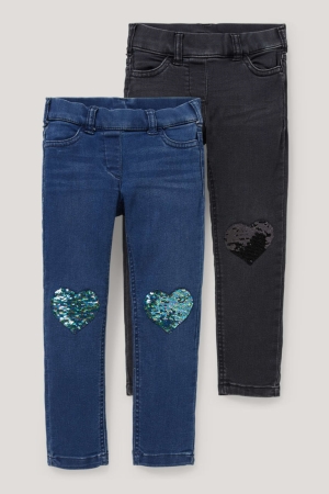 Jean C&A Multipack Of 2 Jegging Shiny Fille Noir | MQ9403572