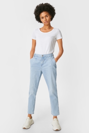 Jean C&A Premium Droit Tapered Femme Bleu Bleu Clair | CO7134850