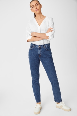 Jean C&A Premium Droit Tapered Femme Bleu | GC8632194