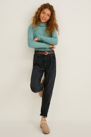 Jean C&A Regular Fit With Belt Fille Bleu Grise Foncé | HM7589602