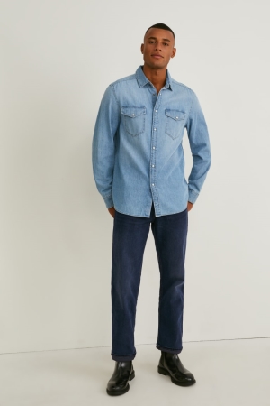 Jean C&A Regular Lycra® Homme Bleu Bleu Foncé | HQ4321987