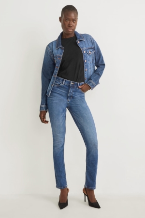 Jean C&A Slim High Taille Cradle To Cradle Certified® Gold Femme Bleu | VU2814067