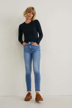 Jean C&A Slim High Taille Lycra® Recycled Femme Bleu Bleu Clair | LZ3895042