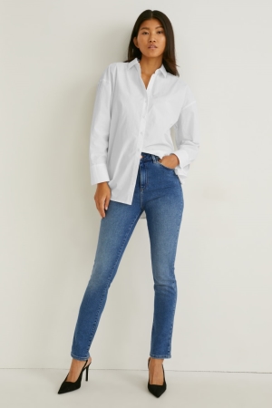Jean C&A Slim High Taille Recycled Femme Bleu | VY5107342