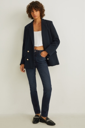 Jean C&A Slim High Taille Recycled Femme Bleu Bleu Foncé | ZU5263108