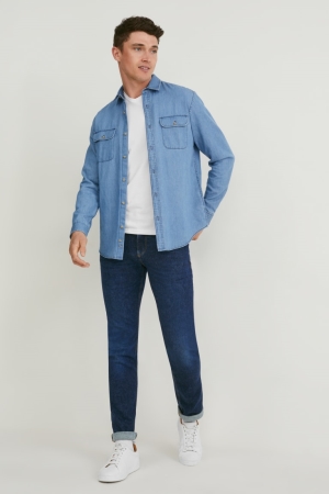 Jean C&A Slim With Hemp Fibres Lycra® Homme Bleu Bleu Foncé | ZK7126584