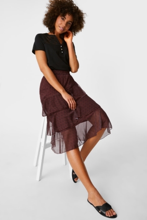Jupe C&A Chiffon Femme Rouge Foncé | UC6270385