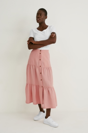 Jupe C&A Linen Blend Femme Rose | AR8952403