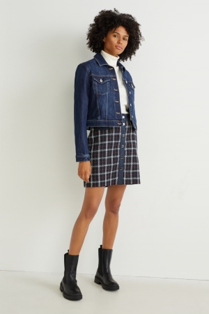 Jupe C&A Mini Check Femme Noir | CT3076289