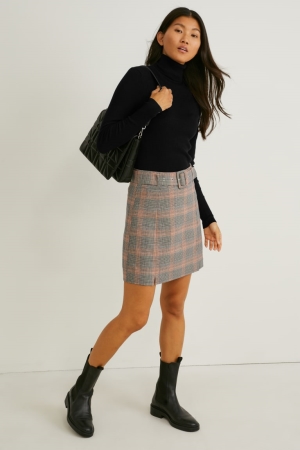 Jupe C&A Mini Recycled Check Femme Marron Clair | EU2350917