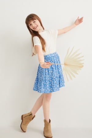 Jupe C&A With Lenzing™ Ecovero™ Floral Fille Bleu Clair | CP3154297