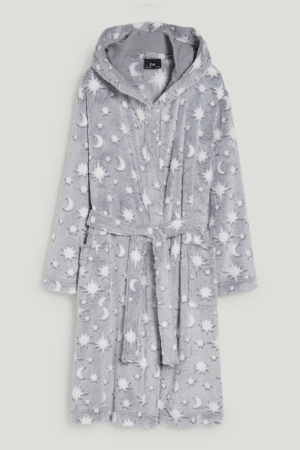 Maillots De Bain C&A Bathrobe With Hood Patterned Fille Grise Clair | ZL5768403