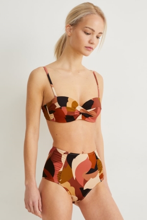 Maillots De Bain C&A Bikini Bottoms High-rise Lycra® Xtra Life™ Patterned Femme Beige | AM4702193