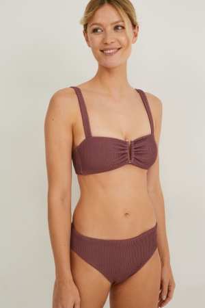 Maillots De Bain C&A Bikini Bottoms Mid-rise Lycra® Xtra Life™ Femme Bordeaux | FY7198354