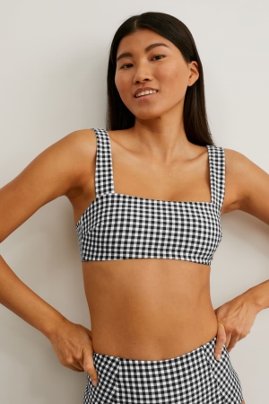 Maillots De Bain C&A Bikini Rembourré Non-wired Check Femme Blanche Noir | TD2895341
