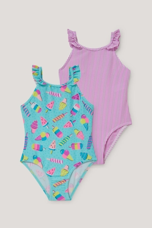 Maillots De Bain C&A Multipack Of 2 Swimsuit Lycra® Xtra Life™ Fille Menthe Vert | BF5890627