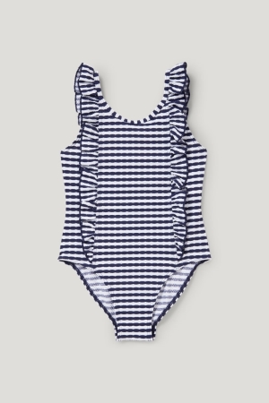 Maillots De Bain C&A Swimsuit Lycra® Xtra Life™ Rayé Fille Bleu Blanche | BE6147285