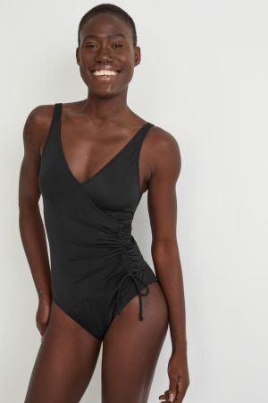 Maillots De Bain C&A Swimsuit With Gathers Rembourré Lycra® Xtra Life™ Femme Noir | EM6159087