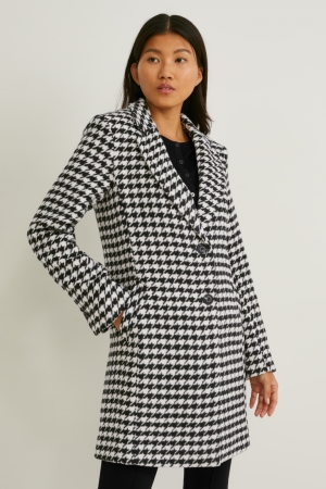 Manteaux C&A Check Femme Noir Blanche | OU0793865