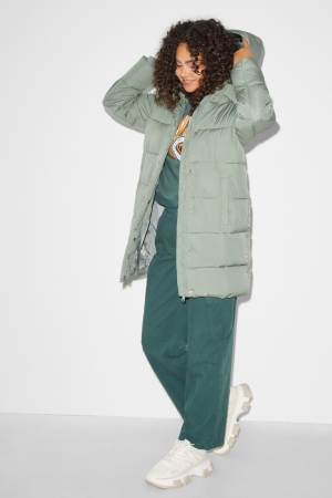 Manteaux C&A Clockhouse Matelassé With Hood Recycled Femme Menthe Vert | GH0674835