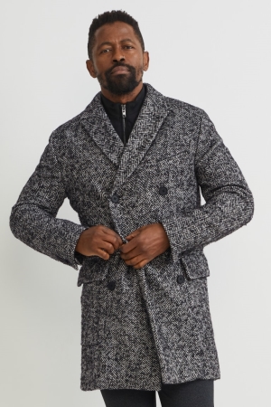 Manteaux C&A Coat Homme Noir Blanche | TD9632715