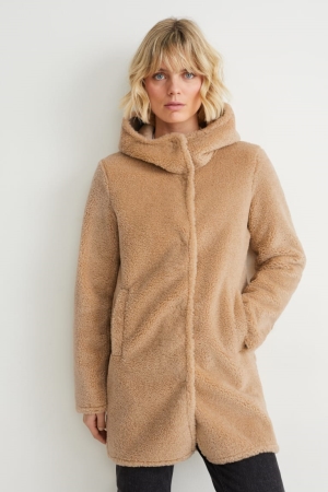 Manteaux C&A Faux Fur With Hood Femme Marron Clair | OF8520197