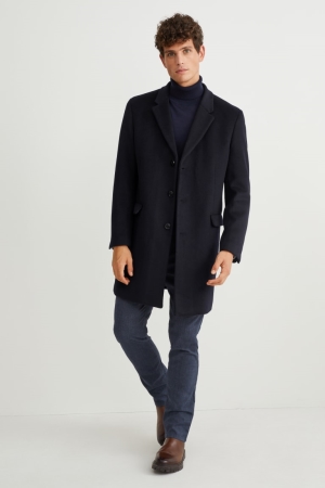 Manteaux C&A Laine Blend Recycled Homme Bleu Foncé | ZJ9607182