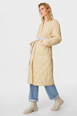 Manteaux C&A Matelassé Recycled Femme Jaune | BM4876230