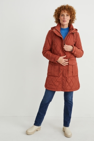 Manteaux C&A Matelassé With Hood Bionic-finish®eco Femme Marron | CE7609432