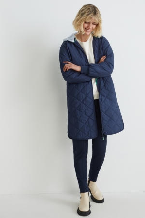 Manteaux C&A Matelassé With Hood Bionic-finish®eco Recycled Femme Bleu Foncé | CU0512973