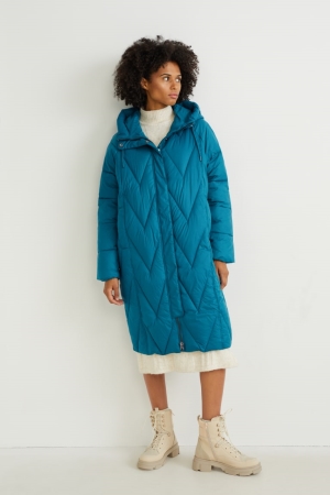 Manteaux C&A Matelassé With Hood Bionic-finish®eco Recycled Femme Petrol | JU9654082