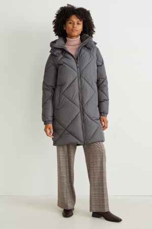 Manteaux C&A Matelassé With Hood Bionic-finish®eco Femme Grise Foncé | TE6384709