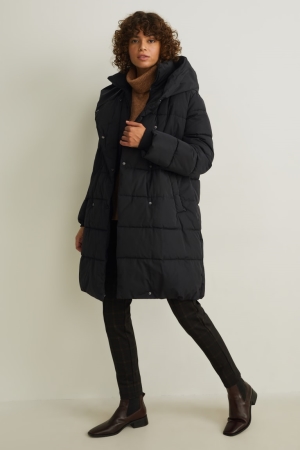 Manteaux C&A Matelassé With Hood Bionic-finish®eco Femme Noir | ZC3684197