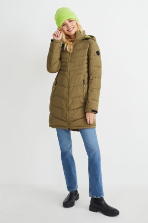 Manteaux C&A Matelassé With Hood Femme Vert | XQ3052691