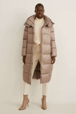 Manteaux C&A Matelassé With Hood Recycled Femme Grise Marron | ZE3021468