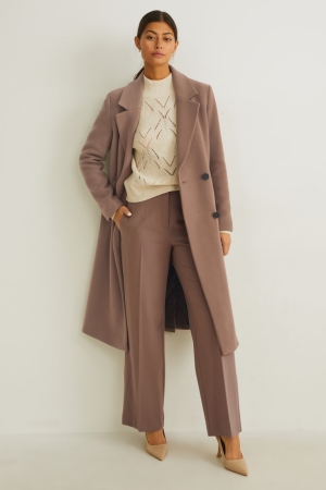 Manteaux C&A New Laine Blend Femme Beige | HU7348952