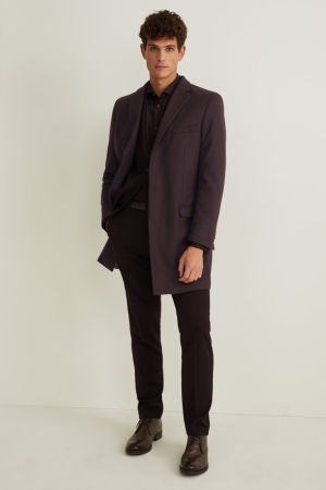 Manteaux C&A New Laine Blend Homme Bordeaux | FM2917048