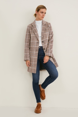 Manteaux C&A Recycled Check Femme Beige | EH4580637