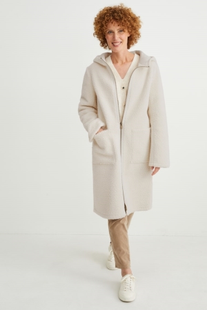 Manteaux C&A Teddy Fur With Hood Femme Blanche | HN0142589