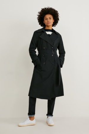 Manteaux C&A Trench Bionic-finish®eco Femme Noir | KY8210495