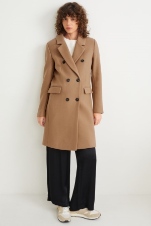 Manteaux C&A With Shoulder Pads Laine Blend Femme Marron | KX6507389