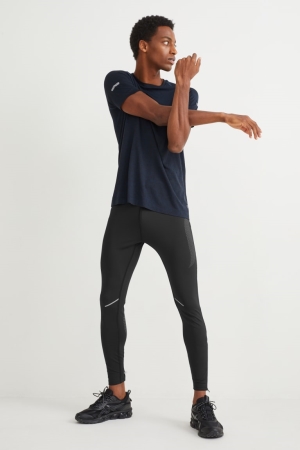 Pantalons C&A Active Leggings Homme Noir | UO0718352